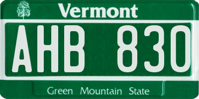 VT license plate AHB830