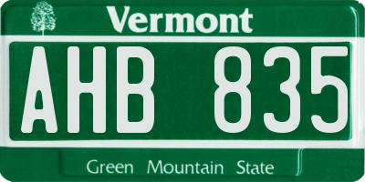 VT license plate AHB835