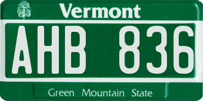 VT license plate AHB836