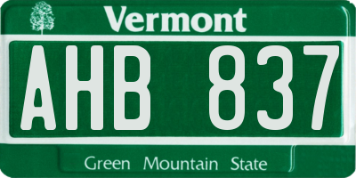 VT license plate AHB837