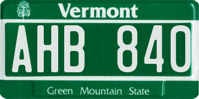 VT license plate AHB840