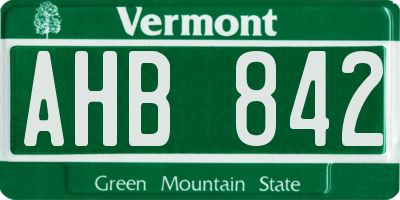 VT license plate AHB842