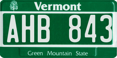 VT license plate AHB843