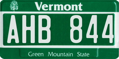 VT license plate AHB844
