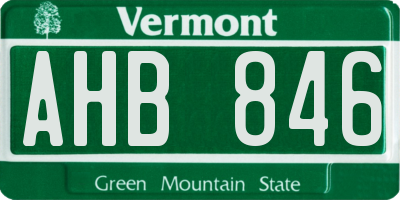 VT license plate AHB846