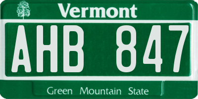 VT license plate AHB847