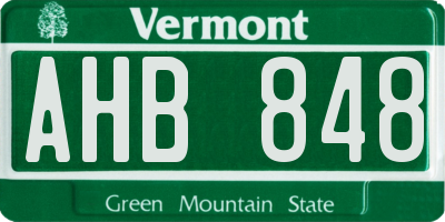 VT license plate AHB848