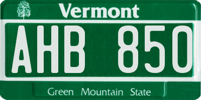 VT license plate AHB850