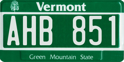 VT license plate AHB851