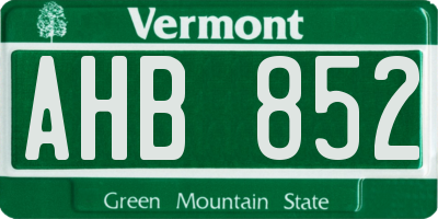 VT license plate AHB852