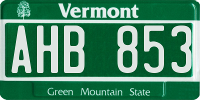 VT license plate AHB853