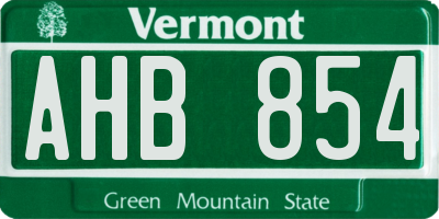 VT license plate AHB854
