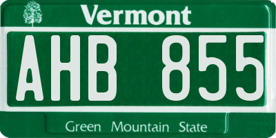 VT license plate AHB855
