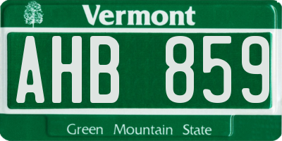 VT license plate AHB859