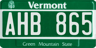 VT license plate AHB865