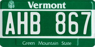 VT license plate AHB867