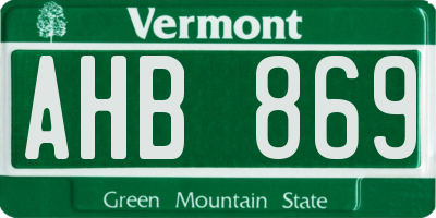 VT license plate AHB869