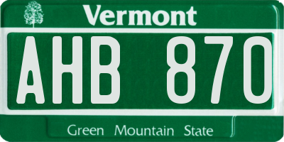 VT license plate AHB870
