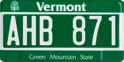 VT license plate AHB871