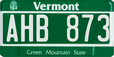 VT license plate AHB873