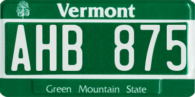 VT license plate AHB875