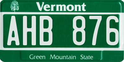 VT license plate AHB876