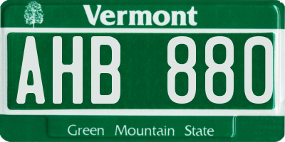VT license plate AHB880