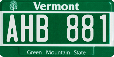 VT license plate AHB881