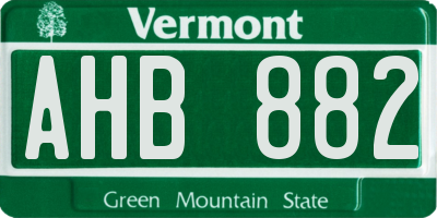 VT license plate AHB882