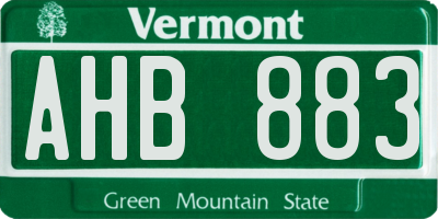 VT license plate AHB883