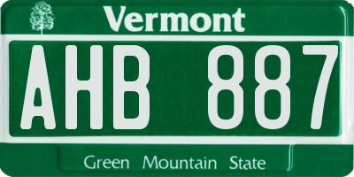 VT license plate AHB887