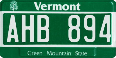 VT license plate AHB894