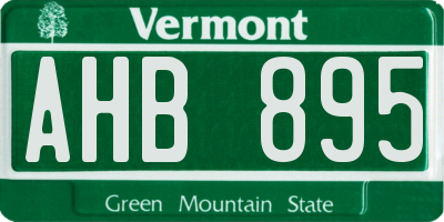 VT license plate AHB895