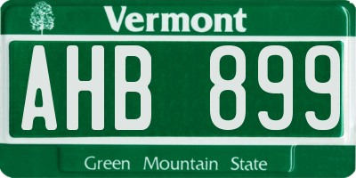 VT license plate AHB899
