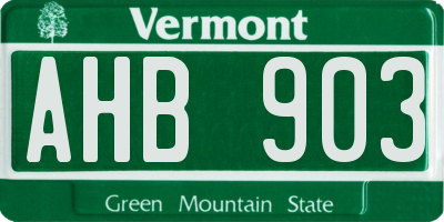 VT license plate AHB903