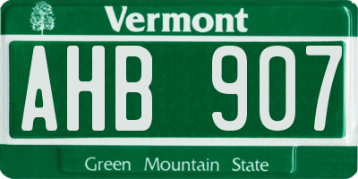 VT license plate AHB907