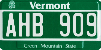 VT license plate AHB909