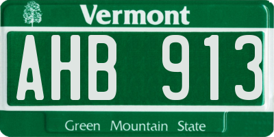 VT license plate AHB913