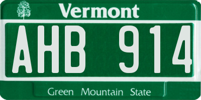 VT license plate AHB914