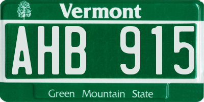 VT license plate AHB915