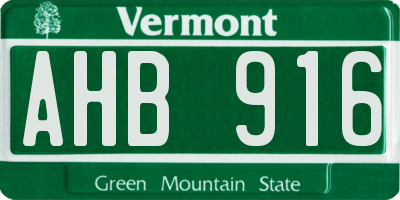 VT license plate AHB916