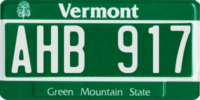 VT license plate AHB917