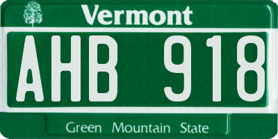 VT license plate AHB918