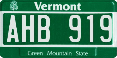 VT license plate AHB919