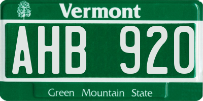 VT license plate AHB920