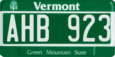 VT license plate AHB923