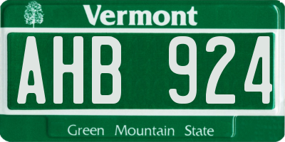 VT license plate AHB924