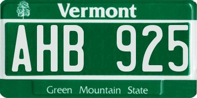 VT license plate AHB925