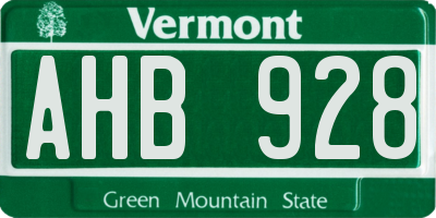 VT license plate AHB928