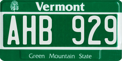 VT license plate AHB929